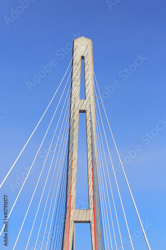 Fragment of cable-stayed bridge