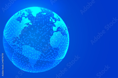 digital technology earth made with particles connection