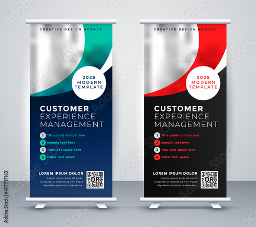 two standee roll up banner presentation template