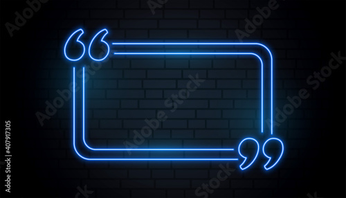 neon blue quotation frame with text space