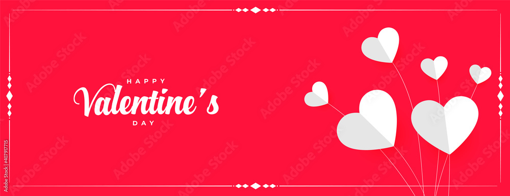 Naklejka premium happy valentines day paper balloon hearts banner design
