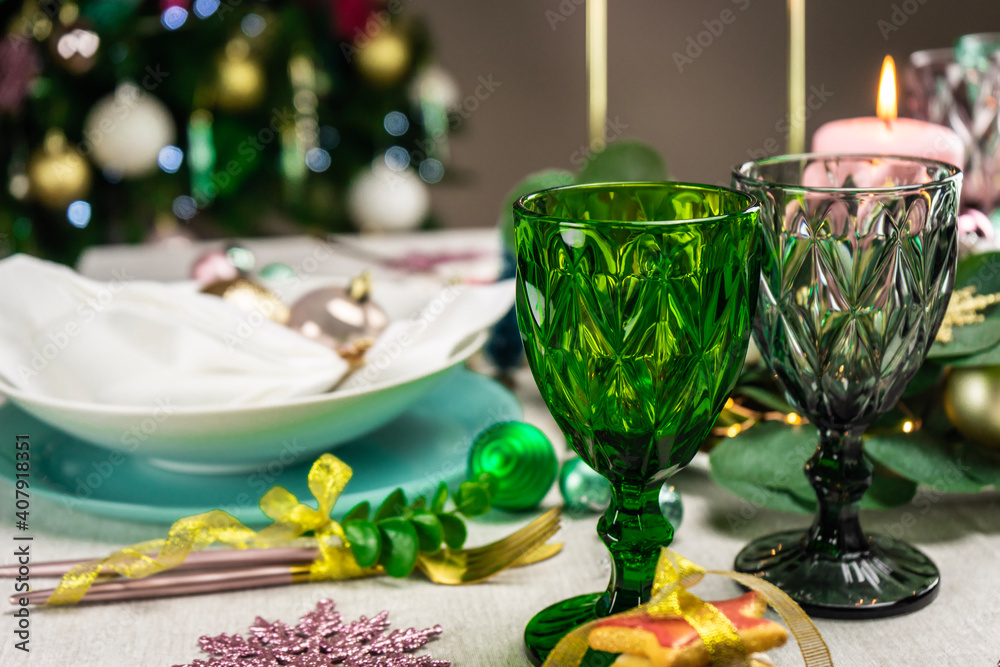 Naklejka premium table set for a party. Mise en place