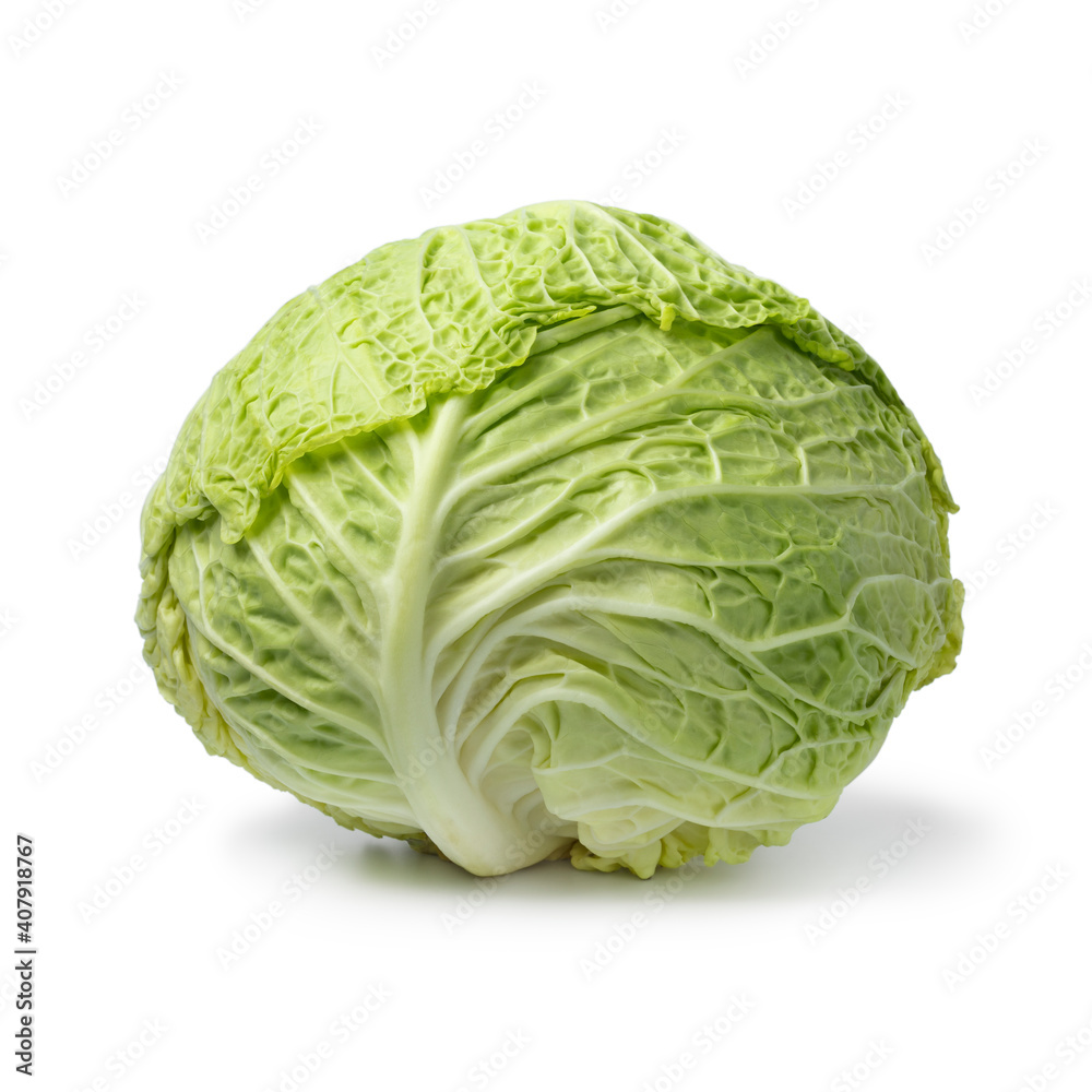 Single fresh whole Savoy cabbage isolated on white background Single fresh whole Savoy cabbage isolated on white background