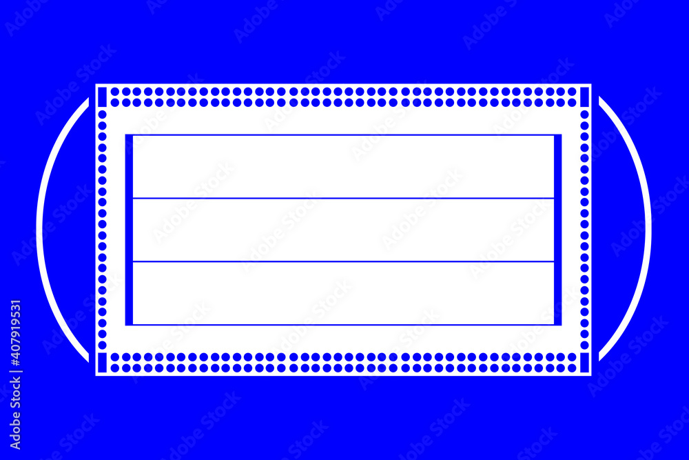 Schild Medizinische Schutzmaske und blauer Hintergrund Schild Medizinische Schutzmaske und blauer Hintergrund