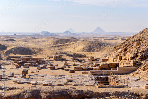 View from Sakkara to the pyramids of Giza  Egypt