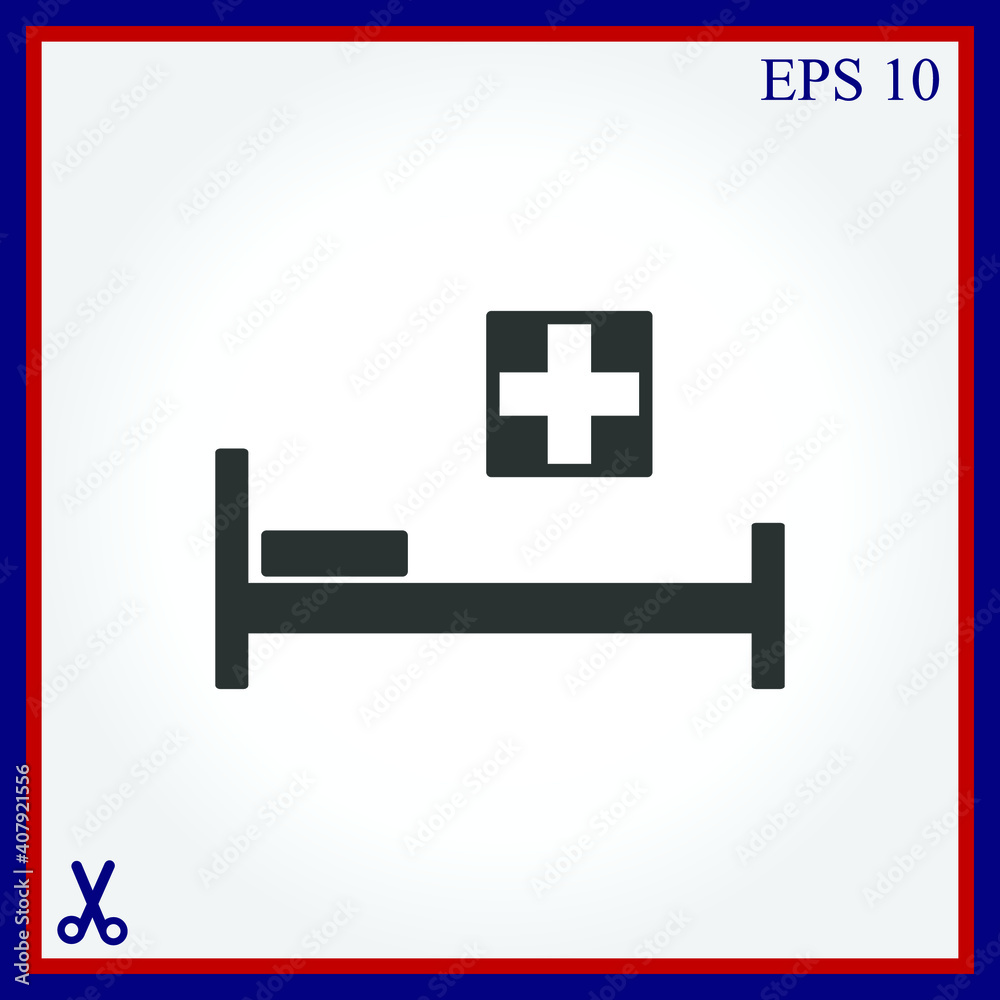 Hospital bed and cross.Flat simple icon illustration Hospital bed and cross.Flat simple icon illustration