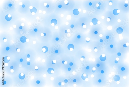 hand drawn winter background with blue and white snowflakes.