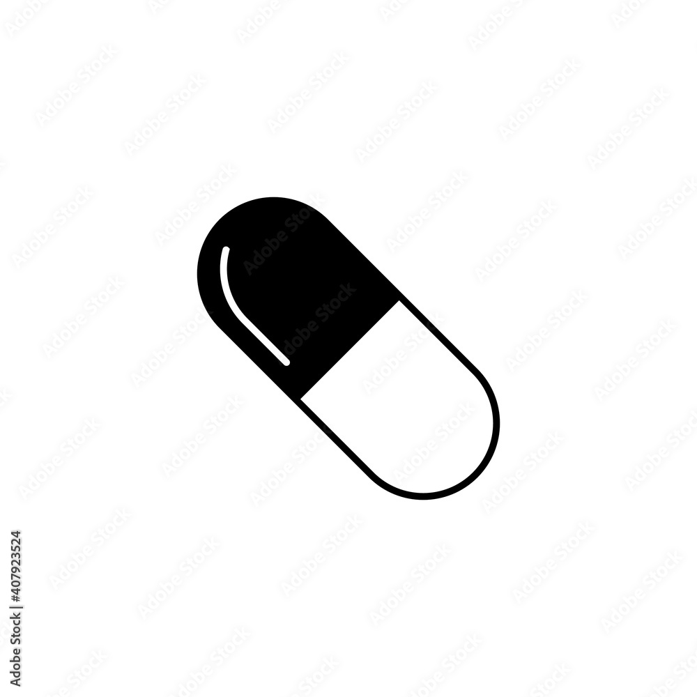 Pill capsule icon vector illustration flat style Pill capsule icon vector illustration flat style