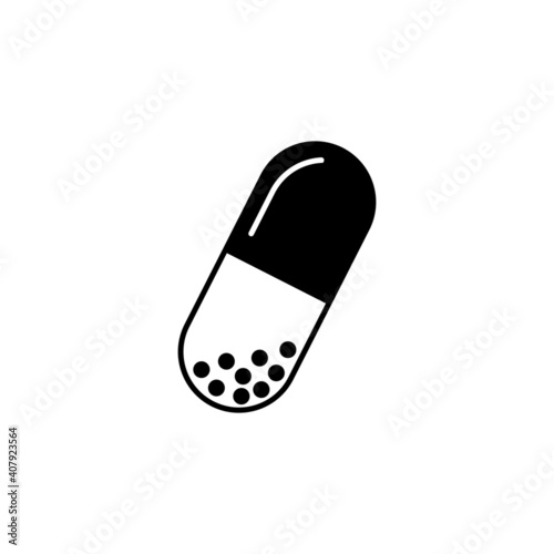 Pill capsule icon vector illustration flat style