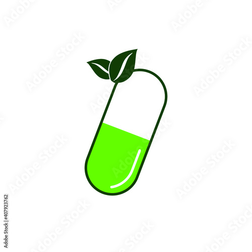 Vegetarian herbal pills, capsules medicine icon.Vector image.