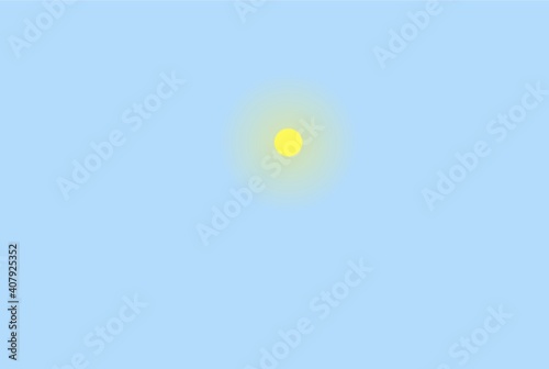 Small yellow sun in clear blue sky