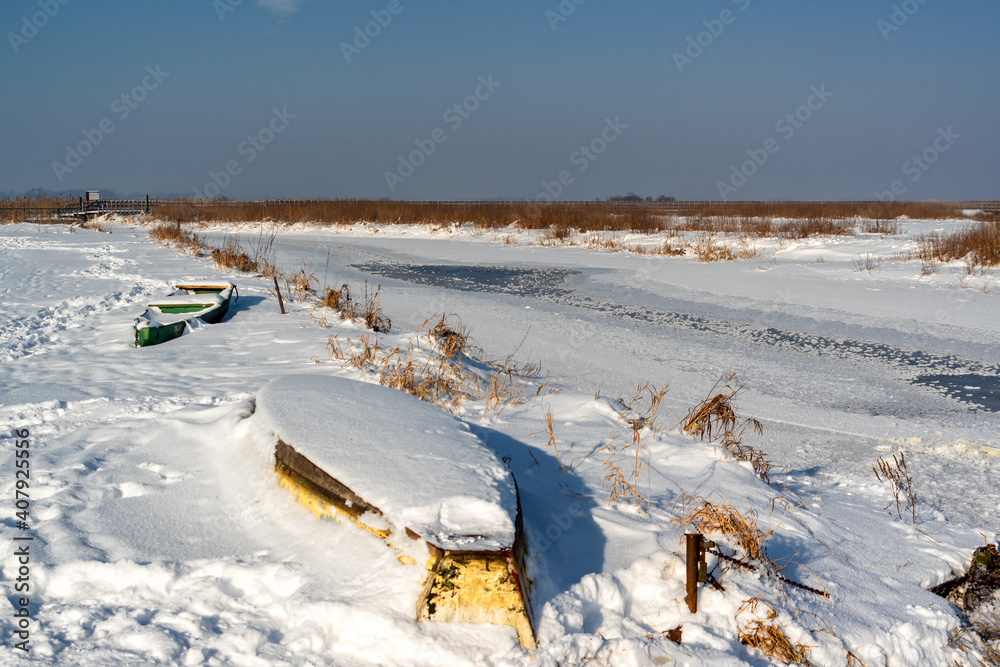Zima w Narwiańskim Parku Narodowym, Podlasie, Polska Zima w Narwiańskim Parku Narodowym, Podlasie, Polska