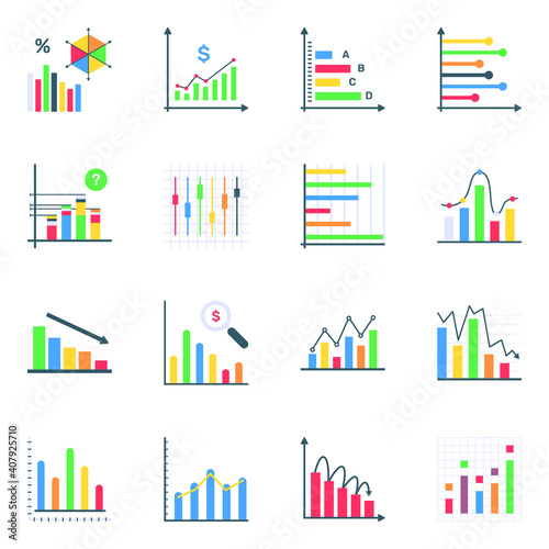  Pack of Business Infographics Flat Icons 