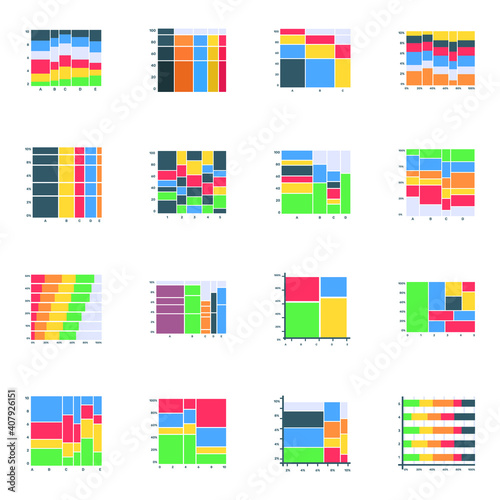 
Pack of Mekko Charts Flat Icons
 photo