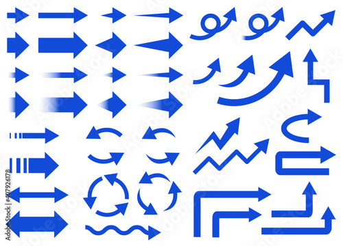 ベクター素材 ブルー矢印のアイコンセット