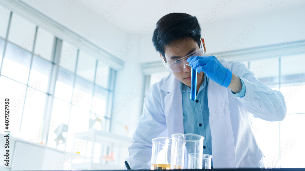 Scientist discover vaccine use to treat COVID-19 In hospital laboratory. Antibiotic help treat the coronavirus. Success heal people. Health care service Scientist discover vaccine use to treat COVID-19 In hospital laboratory. Antibiotic help treat the coronavirus. Success heal people. Health care service