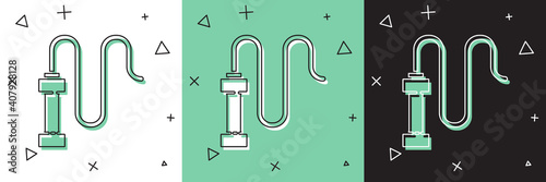 Set Braided leather whip icon isolated on white and green, black background. Vector.