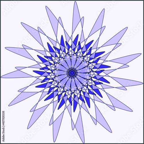 Abstract purple and blue geometric star composition