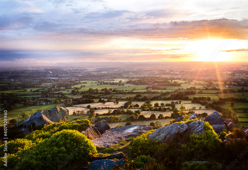 Sunset panorama in Cheshire
