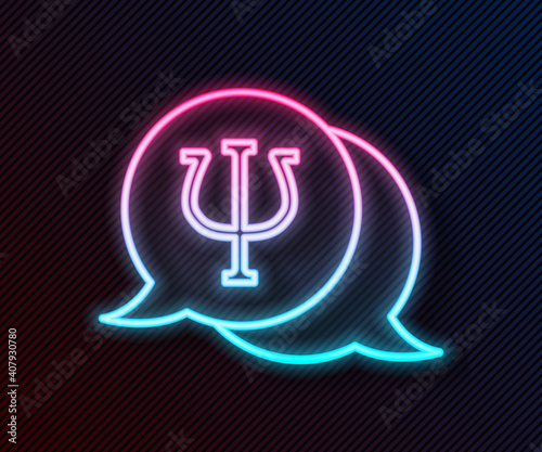 Glowing neon line Psychology icon isolated on black background. Psi symbol. Mental health concept, psychoanalysis analysis and psychotherapy. Vector.