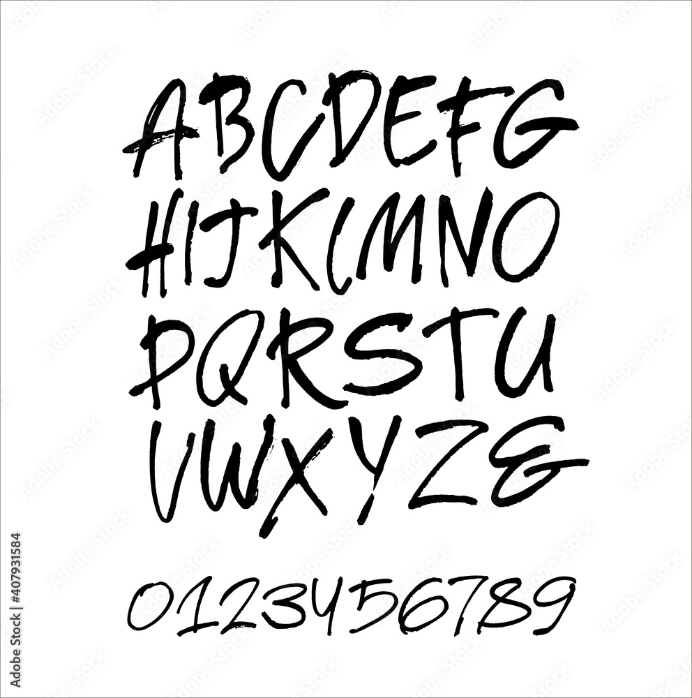 Vector Acrylic Brush Style Hand Drawn Alphabet Font. Calligraphy alphabet on a white background Vector Acrylic Brush Style Hand Drawn Alphabet Font. Calligraphy alphabet on a white background