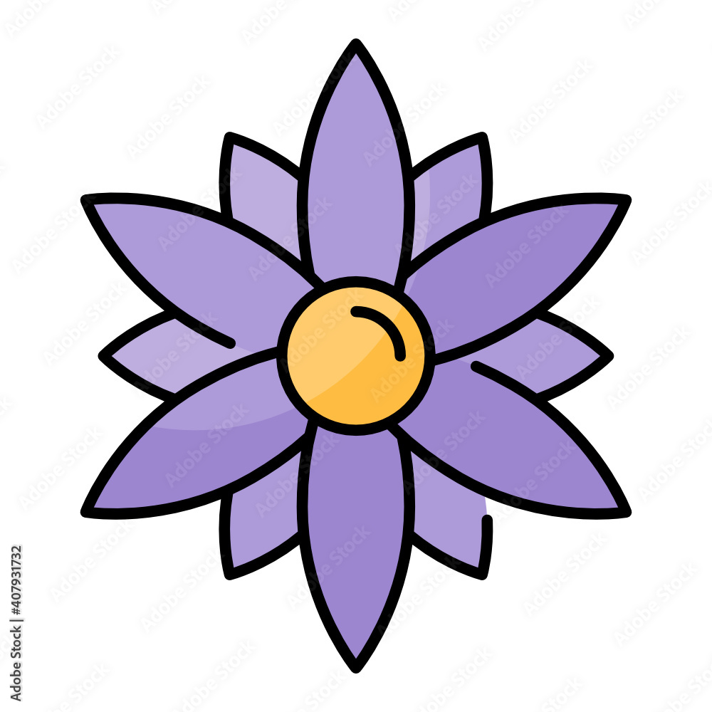 Flower icon design colorline style