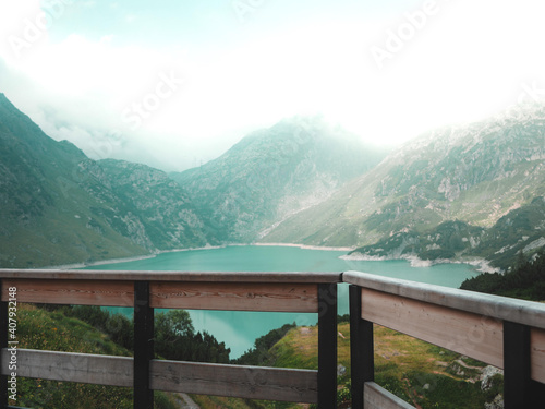 Lake view in the mountains photo