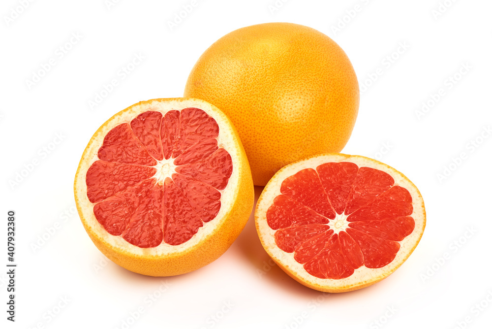 Red grapefruits, isolated on white background Red grapefruits, isolated on white background