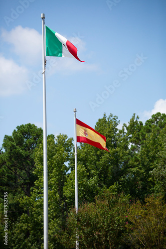 Mexican and Spanish National Flags