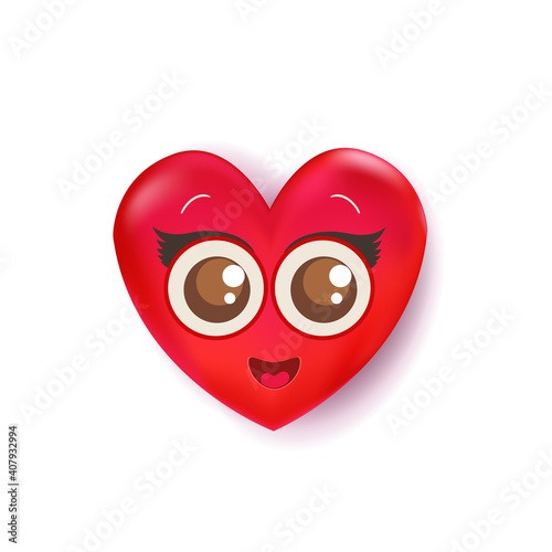 Love Emoji. Heart funny icon Valentines Day. Symbols for t-shirt print, icon, logo, label, patch, sticker.