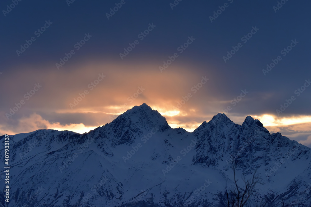 Sunrise in Alaska's Chugach mountains