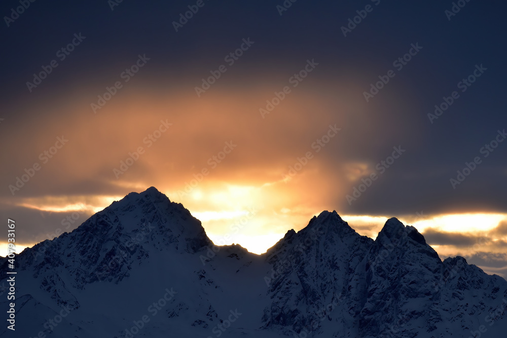 Sunrise in Alaska's Chugach mountains
