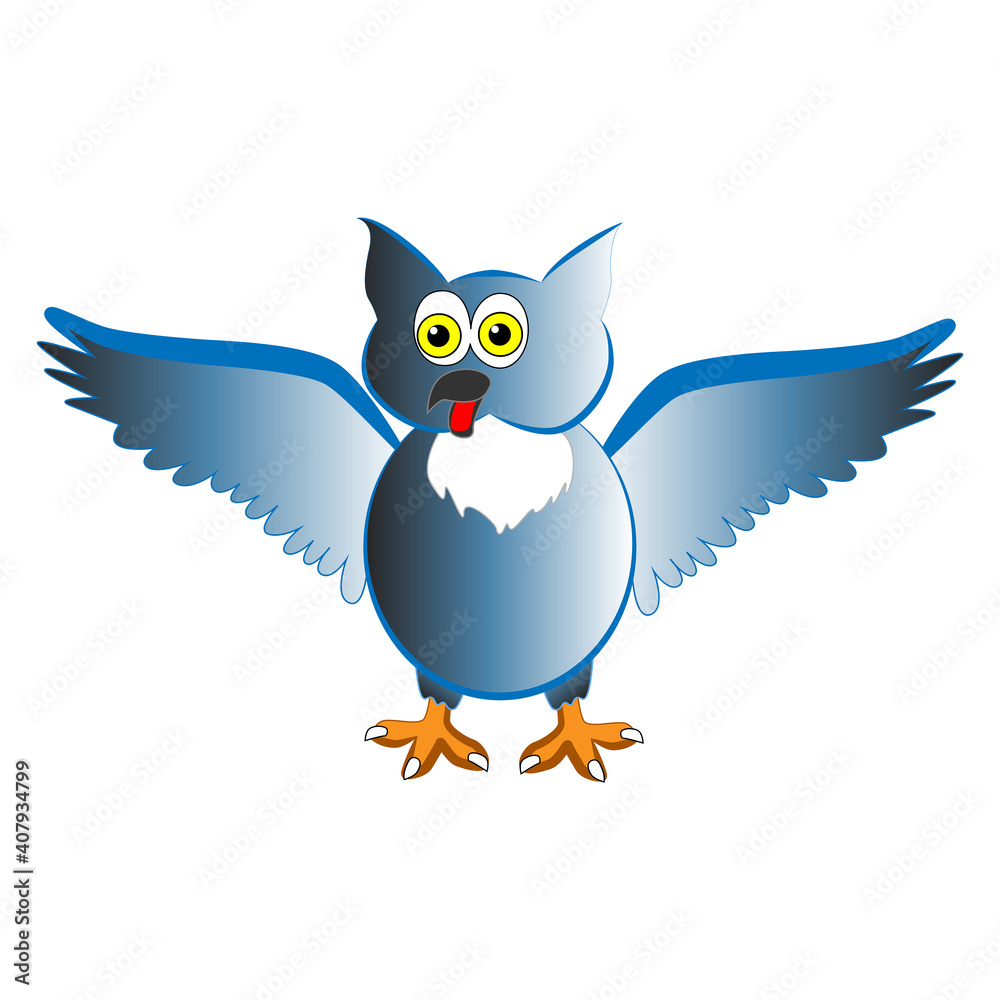 Cheerful cartoon owl flaps its wings. Cheerful cartoon owl flaps its wings.
