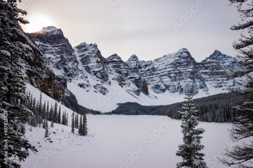 Fototapeta Naklejka Na Ścianę i Meble -  Moraine Lake in the Winter, Banff, Alberta, Canada
