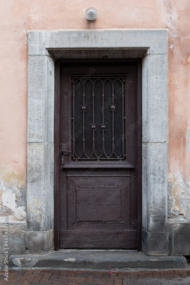 old wooden door in a wall