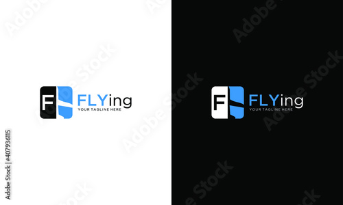 Letter F Air Travel Logo Design with Letter F, Air travel logo design vector template on a black and white background.