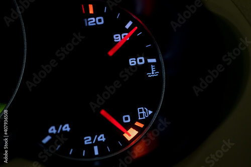 Low Level fuel warning light in car dashboard