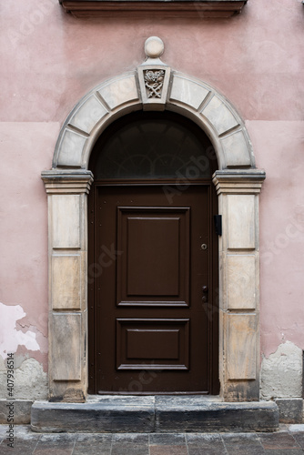 old wooden door in a wall