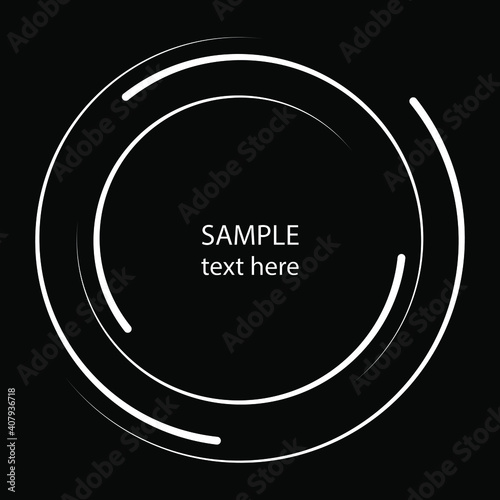 White curvy stripes in ring form. Vector illustration. Design element for logo, sign, symbol, blackout tattoo, web pages, prints, posters, monochrome pattern and abstract background