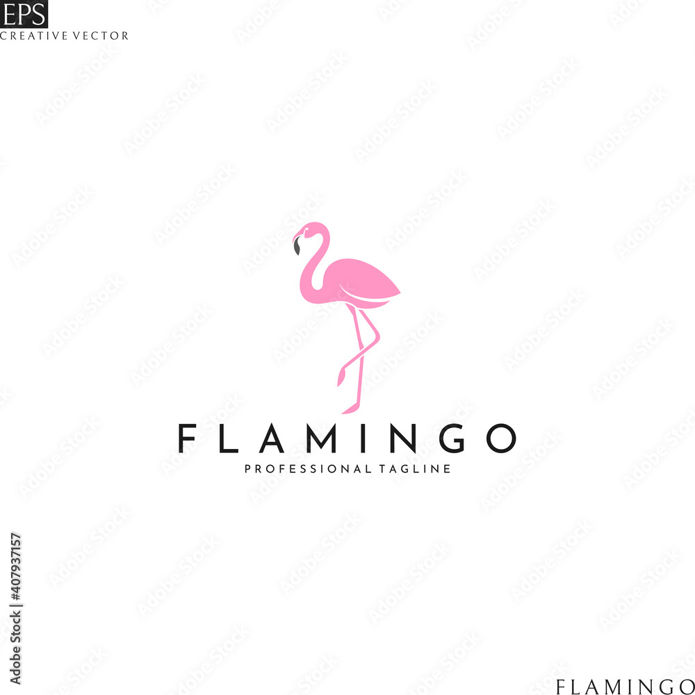 Flamingo logo. Isolated bird on white background Flamingo logo. Isolated bird on white background