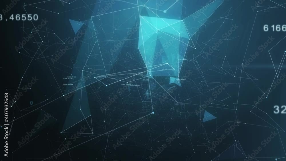 Beautiful 3d animation of the Global Digital Network Growing with Numbers Flying.