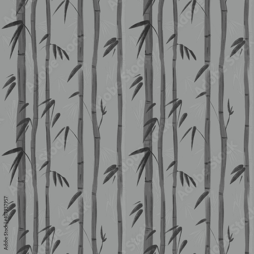 Fototapeta Naklejka Na Ścianę i Meble -  Bamboo plant. Seamless pattern. Hand drawn illustration