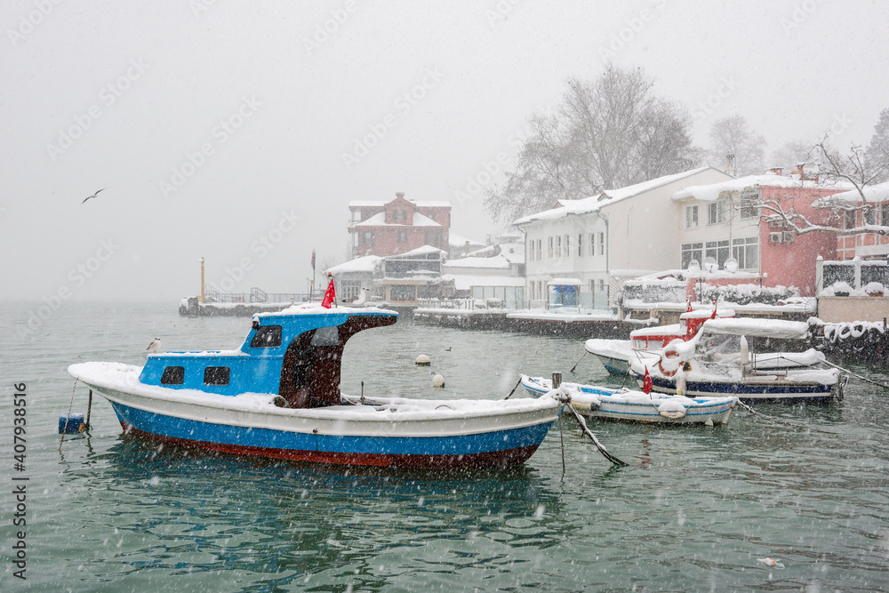 Snowy day in Istanbul, Turkey. Snowy day in Istanbul, Turkey.