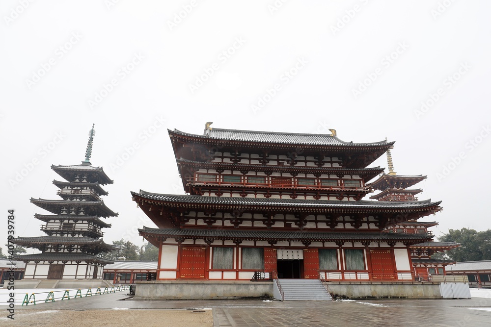 Fototapeta premium 奈良 雪景色の薬師寺
