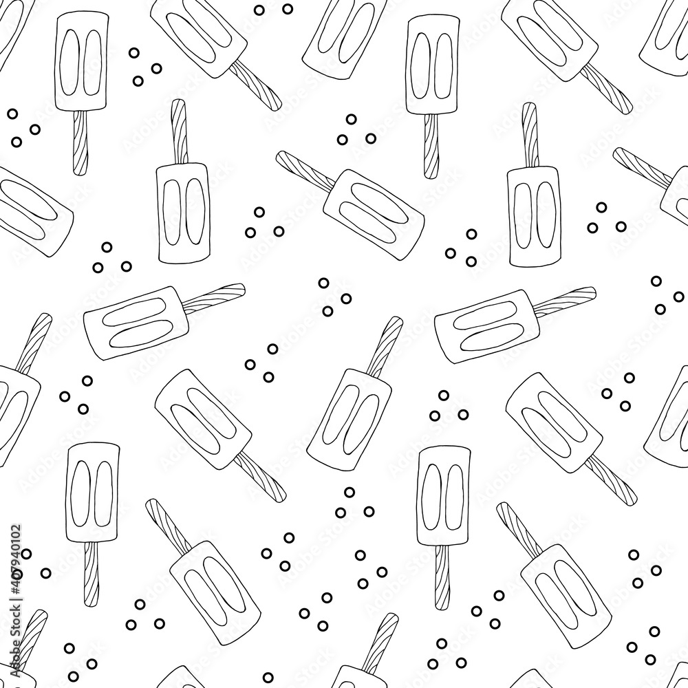 Hand drawn Ice cream food seamless pattern. Ice cream Vector illustration in doodle style Hand drawn Ice cream food seamless pattern. Ice cream Vector illustration in doodle style