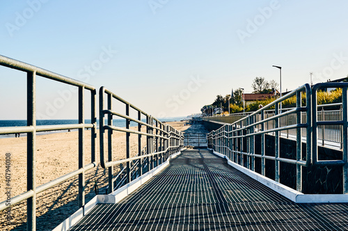 Metal entrance to the beach in Sarbinowo, Poland during daylight