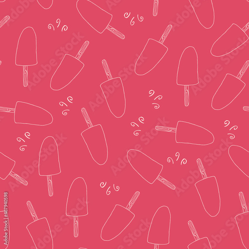 Hand drawn Ice cream food seamless pattern. Ice cream Vector illustration in doodle style