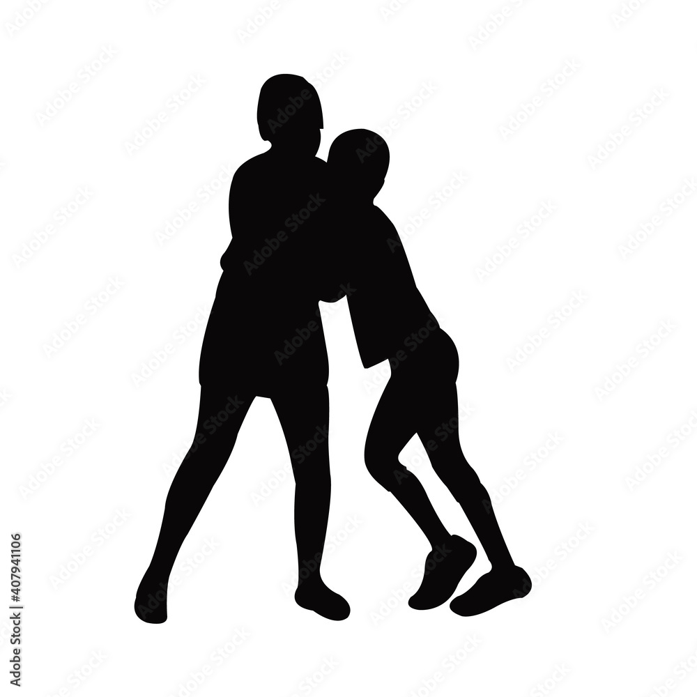 two children playing, silhouette vector two children playing, silhouette vector