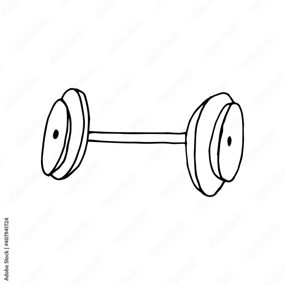 Doodle dumbbells. hand drawn of a dumbbells isolated on a white background. Vector illustration sticker, icon, design element Doodle dumbbells. hand drawn of a dumbbells isolated on a white background. Vector illustration sticker, icon, design element