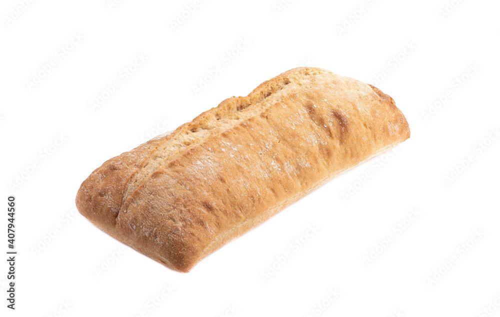 Whole ciabatta rustic isolated on white background. Whole ciabatta rustic isolated on white background.